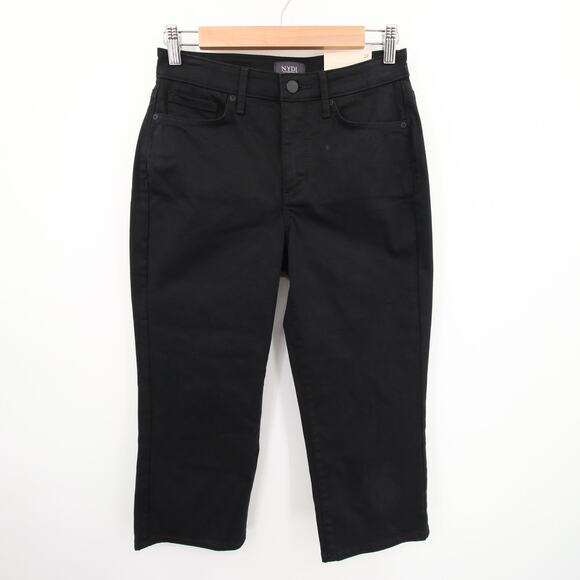 NYDJ Pants Black Capri Lift Tuck High Rise Relaxed Capri Joni Stretchy Size 2P - Picture 2 of 16
